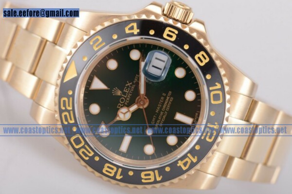 Rolex 1:1 Replica GMT-MASTER II Watch Yellow Gold 1661321 (BP)