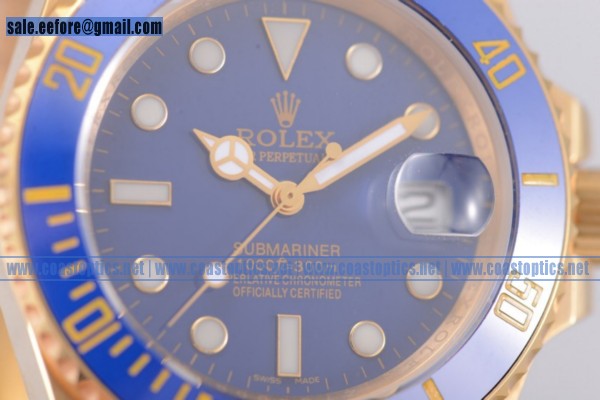 Rolex Replica Submariner Watch Yellow Gold 116618 blu - Click Image to Close