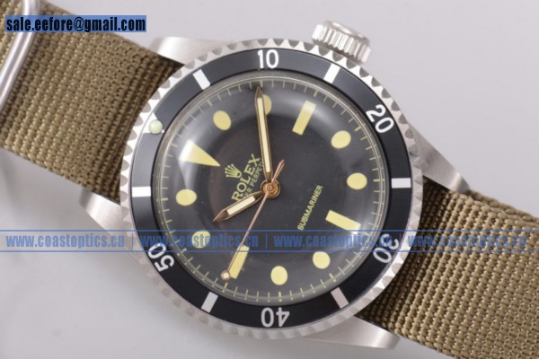 Rolex Submariner Vintage Watch Steel 5516 ba Brown Nylon Replica