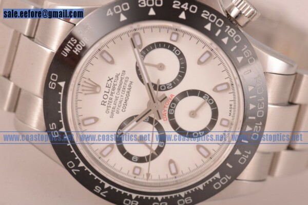 Perfect Replica Rolex Daytona Chrono Watch Steel 116520P whts (BP)