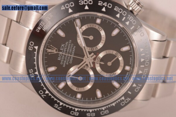 Perfect Replica Rolex Daytona Chrono Watch Steel 116520P bks (BP)