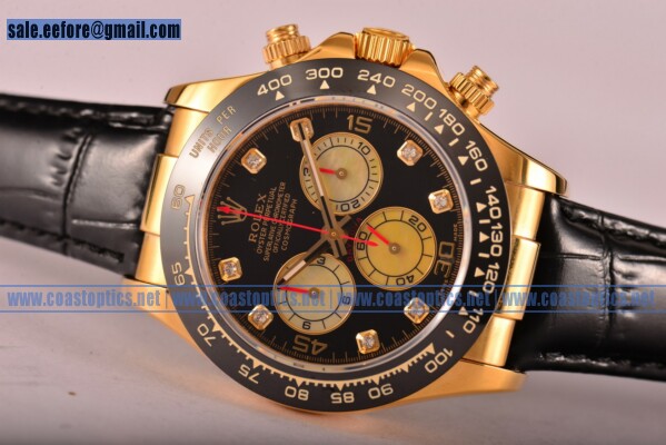 Rolex Daytona Chrono Perfect Replica Watch Yellow Gold 116515 LNblkd (BP)