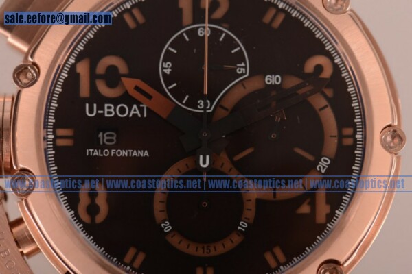 Replica U-Boat U-51 Chrono Watch Rose Gold Case 6495 - Click Image to Close